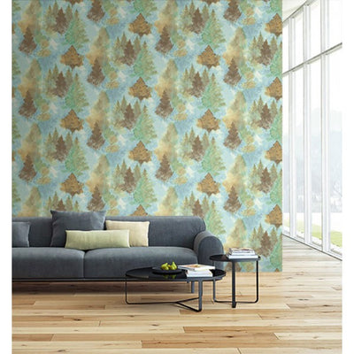 product image of Watercolor Wilds Wallpaper in Blue, Browns, and Green from the L'Atelier de Paris collection by Seabrook 544