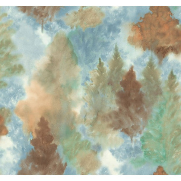 media image for Watercolor Wilds Wallpaper in Blue, Browns, and Green from the L& 235