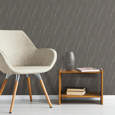 product image for Wave Ogee Peel & Stick Wallpaper in Grey by RoomMates for York Wallcoverings 31