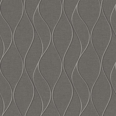 product image for Wave Ogee Peel & Stick Wallpaper in Grey by RoomMates for York Wallcoverings 3
