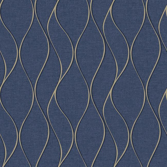 media image for sample wave ogee peel stick wallpaper in navy by roommates for york wallcoverings 1 263