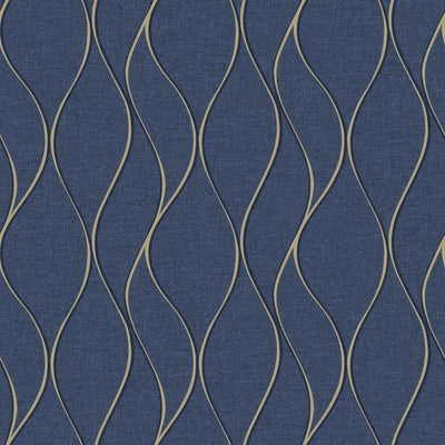product image of Wave Ogee Peel & Stick Wallpaper in Navy by RoomMates for York Wallcoverings 548