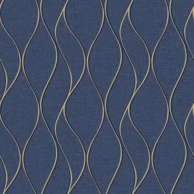 media image for Wave Ogee Peel & Stick Wallpaper in Navy by RoomMates for York Wallcoverings 263