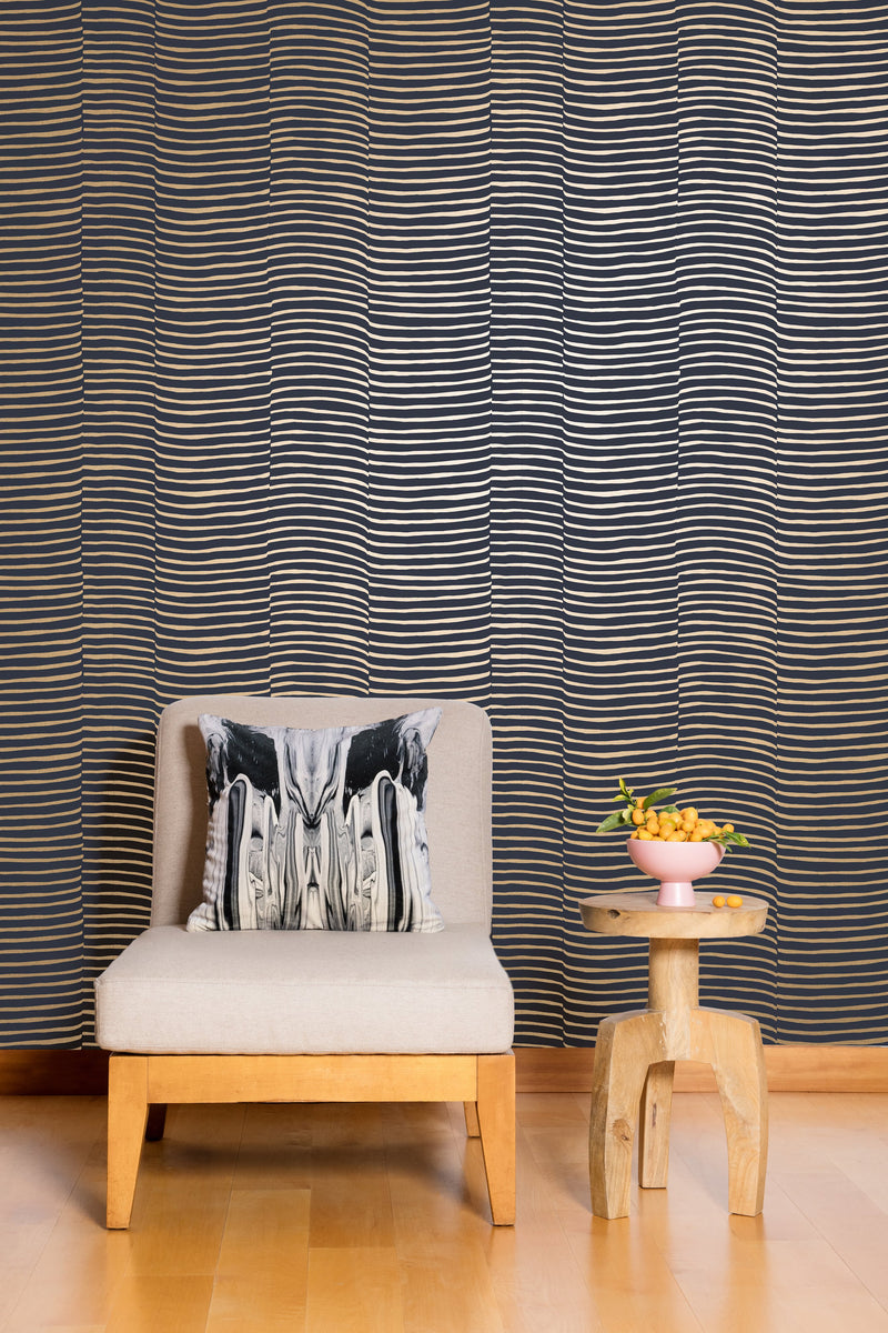 media image for Waving Wallpaper in Gold and Charcoal by Thatcher Studio 293