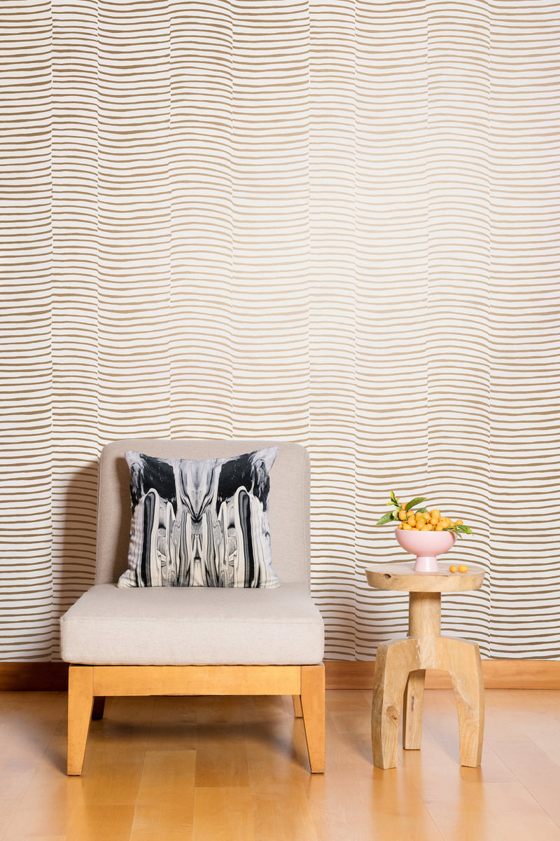 media image for Waving Wallpaper in Gold and Cream by Thatcher Studio 231
