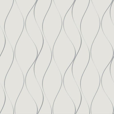 product image of Wavy Stripe Wallpaper in Soft Grey and Silver by York Wallcoverings 515