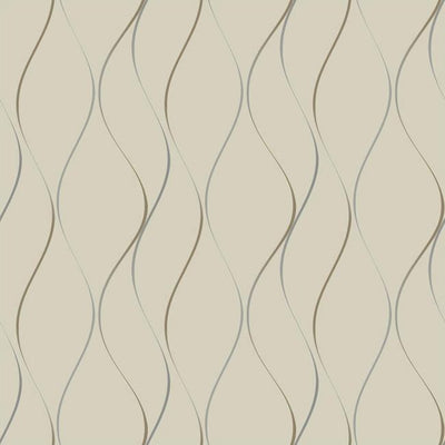 product image for Wavy Stripe Wallpaper in Soft Neutral and Metallic by York Wallcoverings 15