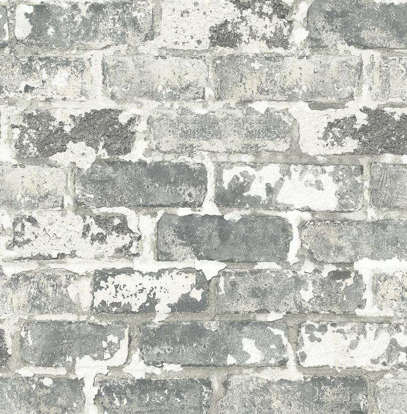 media image for Weathered Grey Brick Peel-and-Stick Wallpaper by NextWall 249