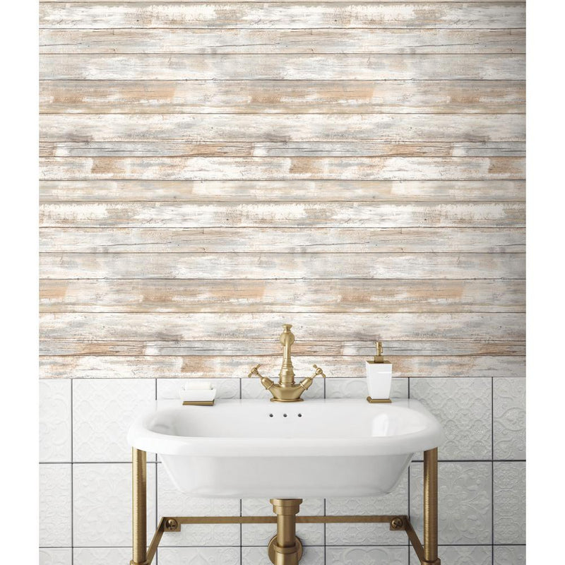 media image for Weathered Planks Peel & Stick Wallpaper in Neutral by RoomMates for York Wallcoverings 279