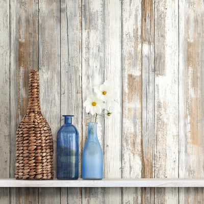product image for Weathered Planks Peel & Stick Wallpaper in Neutral by RoomMates for York Wallcoverings 15