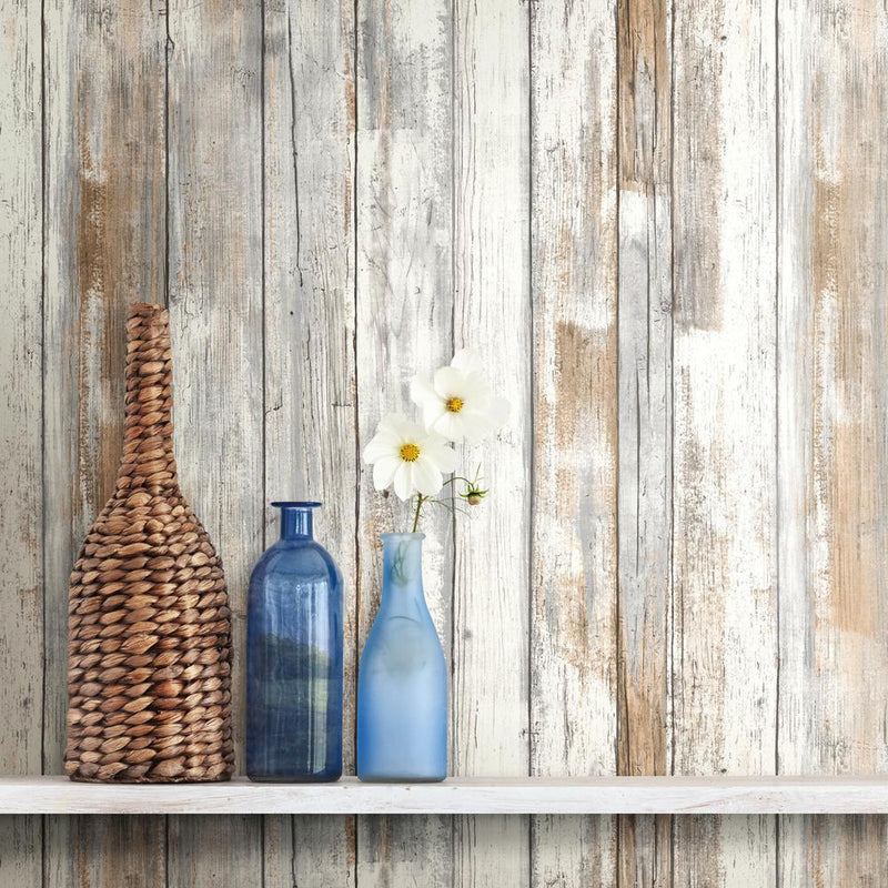 media image for Weathered Planks Peel & Stick Wallpaper in Neutral by RoomMates for York Wallcoverings 25