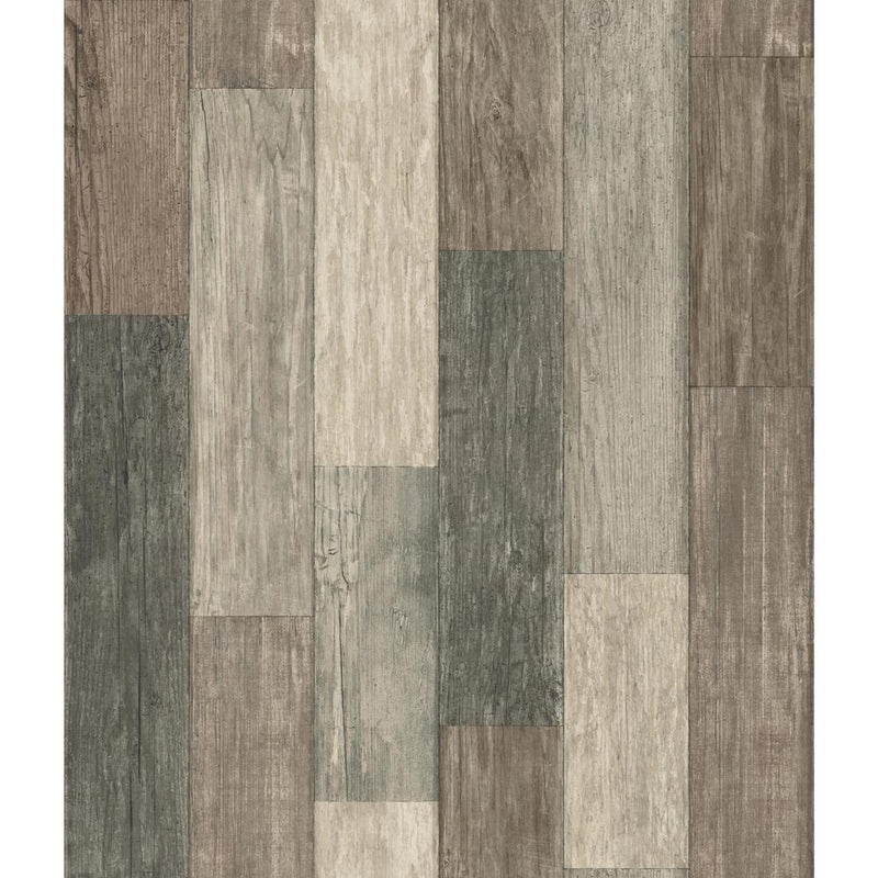 media image for Weathered Wood Plank Peel & Stick Wallpaper in Brown by RoomMates for York Wallcoverings 267