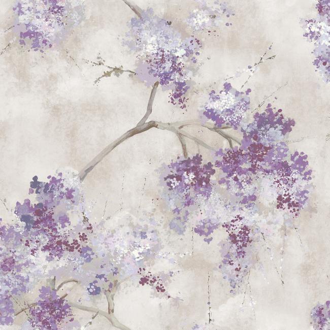media image for Weeping Cherry Tree Peel & Stick Wallpaper in Purple by RoomMates for York Wallcoverings 266