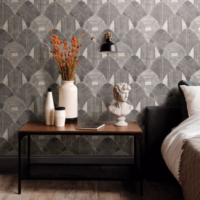 product image for Westport Geometric Wallpaper in Charcoal from the Scott Living Collection by Brewster Home Fashions 26