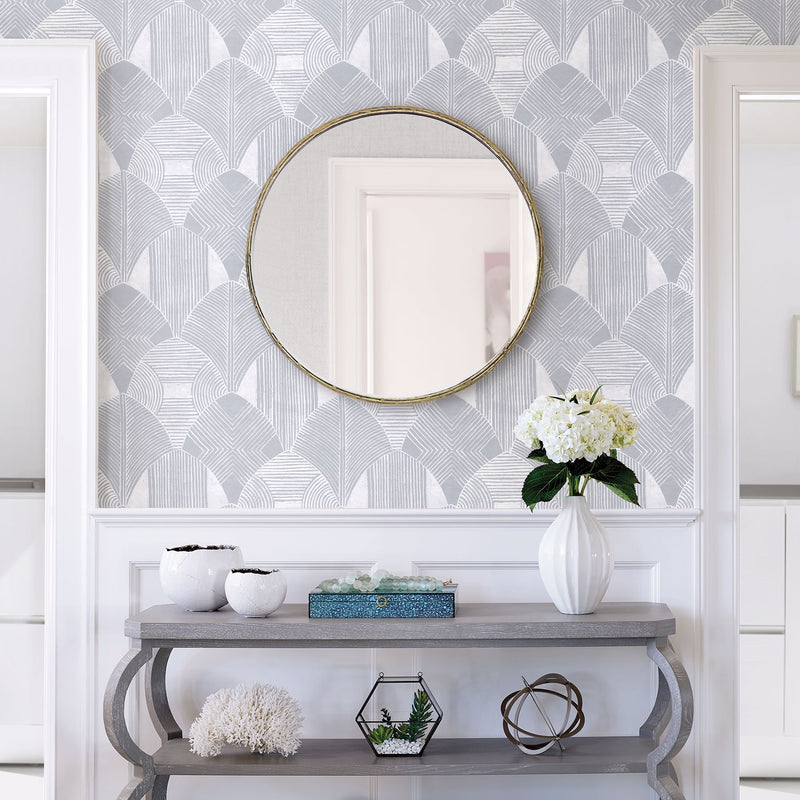 media image for Westport Geometric Wallpaper in Pewter from the Scott Living Collection by Brewster Home Fashions 240