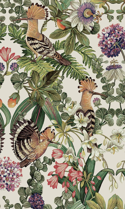 product image of Tropical Birds Bold Tropical Wallpaper in White 573