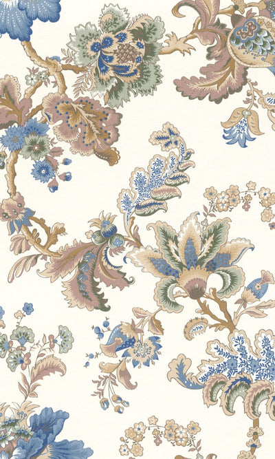 product image of Hand Painted Fantasy Floral Blossoms White Wallpaper by Walls Republic 565