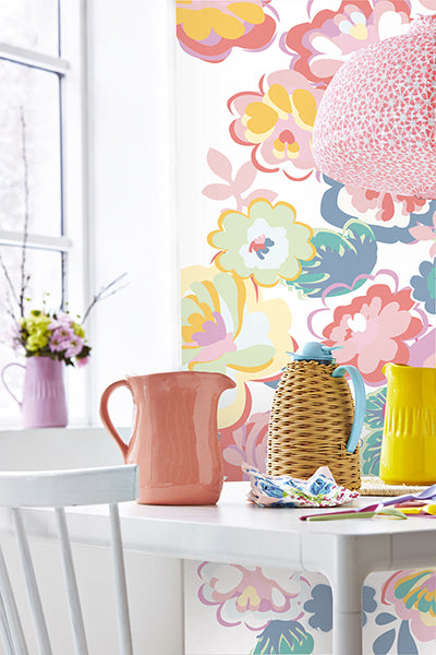 media image for White English Country Floral Dream Wall Mural by Eijffinger for Brewster Home Fashions 247