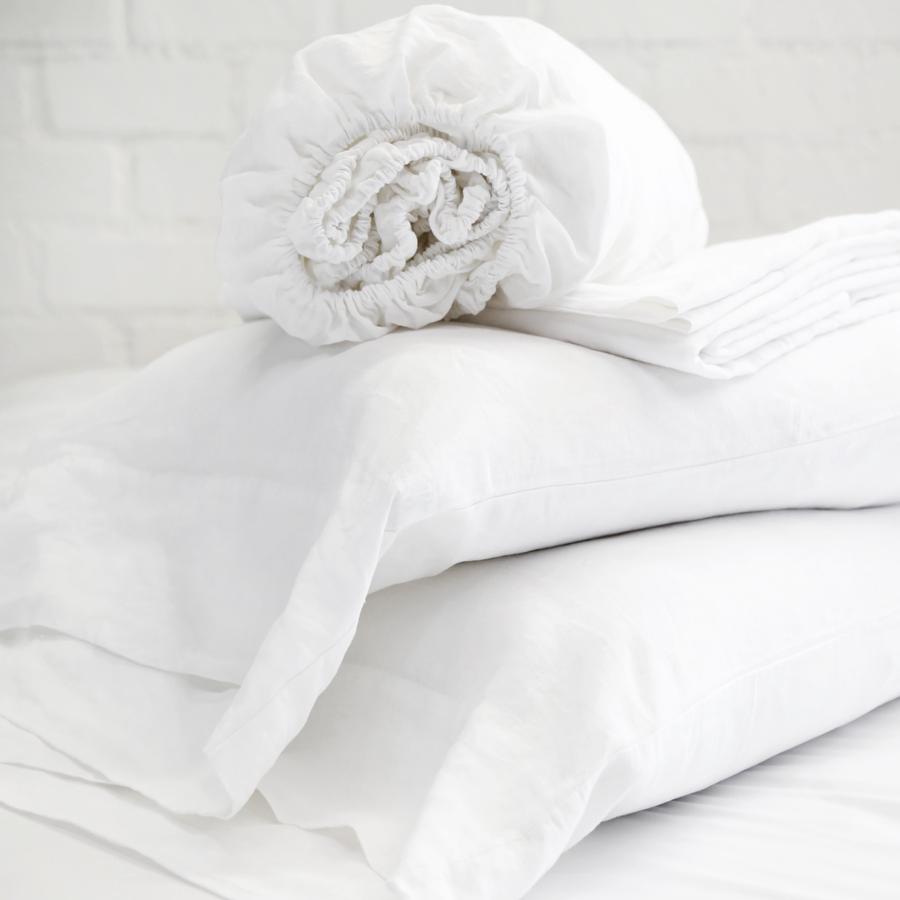 Shop Linen Sheet Set in White Burke Decor