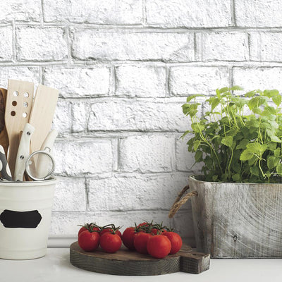 product image for Whitewash Brick Peel & Stick Wallpaper by RoomMates for York Wallcoverings 68