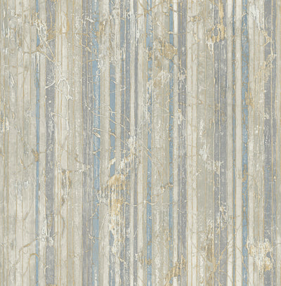 product image of Whitney Stripe Wallpaper in Blue and Neutrals from the Metalworks Collection by Seabrook Wallcoverings 516