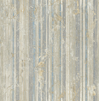 product image of sample whitney stripe wallpaper in blue and neutrals from the metalworks collection by seabrook wallcoverings 1 565