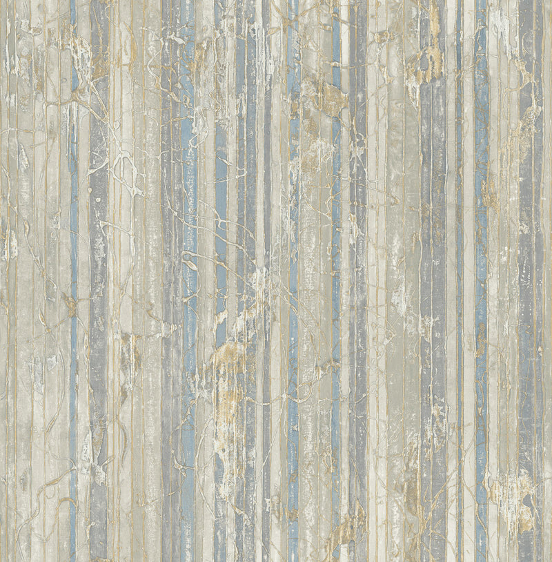 media image for sample whitney stripe wallpaper in blue and neutrals from the metalworks collection by seabrook wallcoverings 1 263