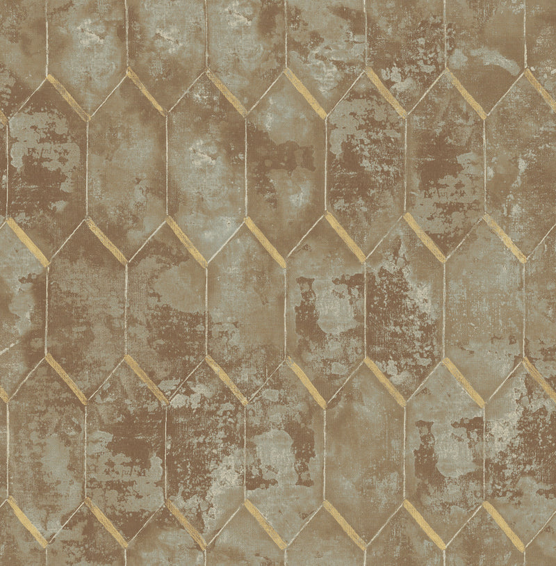 media image for Whitney Wallpaper in Brown and Gold from the Metalworks Collection by Seabrook Wallcoverings 260