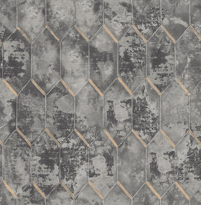 product image of sample whitney wallpaper in grey and gold from the metalworks collection by seabrook wallcoverings 1 55