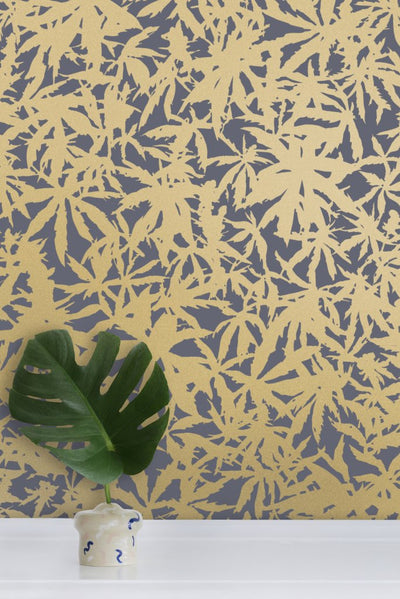 product image for Wild Thing Wallpaper in Gold on Charcoal design by Thatcher Studio 77