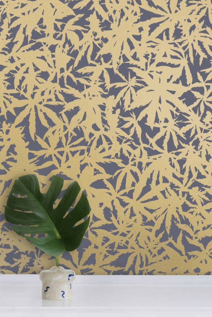 media image for Wild Thing Wallpaper in Gold on Charcoal design by Thatcher Studio 239