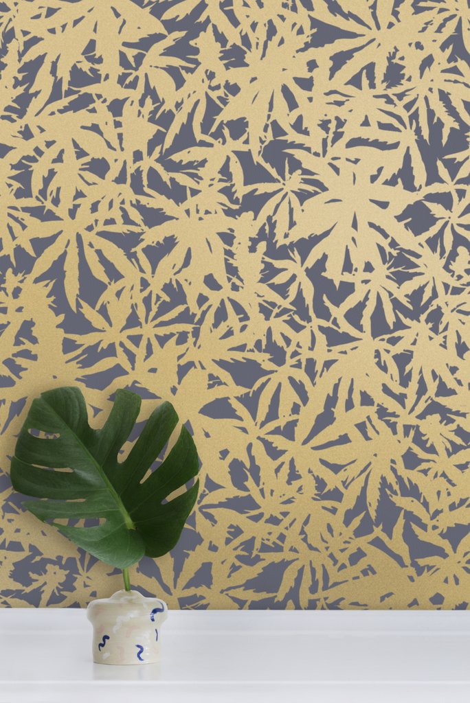 media image for Wild Thing Wallpaper in Gold on Charcoal design by Thatcher Studio 256