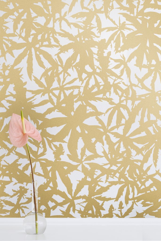 media image for Wild Thing Wallpaper in Gold on Cream design by Thatcher Studio 20