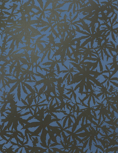 product image for Wild Thing Wallpaper in Gunmetal on Navy design by Thatcher Studio 84