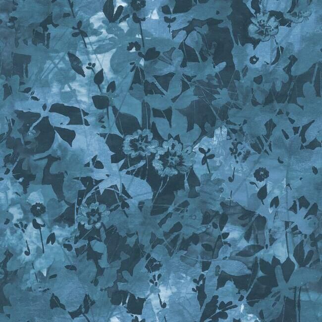 media image for Wildflower Shadows Peel & Stick Wallpaper in Blue and Black by RoomMates for York Wallcoverings 20