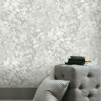 product image for Wildflower Shadows Peel & Stick Wallpaper in Grey and White by RoomMates for York Wallcoverings 35