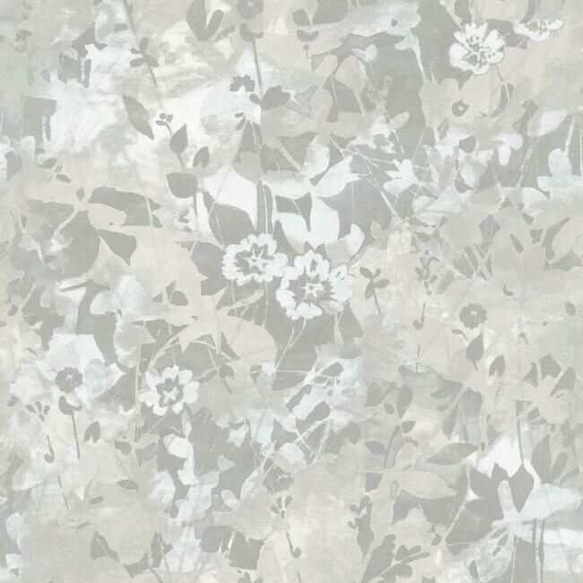 media image for Wildflower Shadows Peel & Stick Wallpaper in Grey and White by RoomMates for York Wallcoverings 243