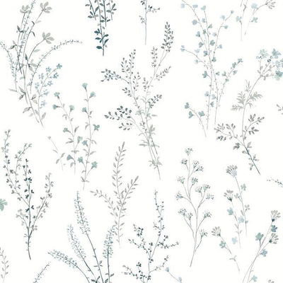 product image of Wildflower Sprigs Wallpaper in Blue and Green from the Simply Farmhouse Collection by York Wallcoverings 575