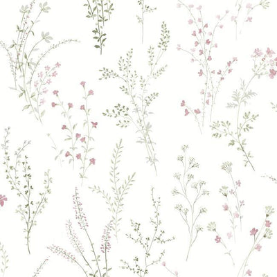 product image of Wildflower Sprigs Wallpaper in Pink and Green from the Simply Farmhouse Collection by York Wallcoverings 549