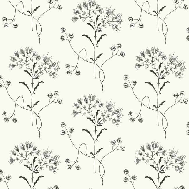 media image for sample wildflower wallpaper in black and white from magnolia home vol 2 by joanna gaines 1 272