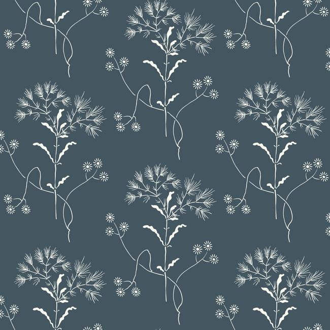 media image for Wildflower Wallpaper in Blues and White from Magnolia Home Vol. 2 by Joanna Gaines 234