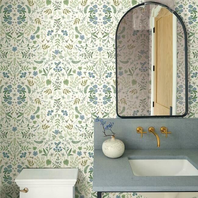 media image for Wildwood Wallpaper in Blue-Green from the Rifle Paper Co. Collection by York Wallcoverings 290