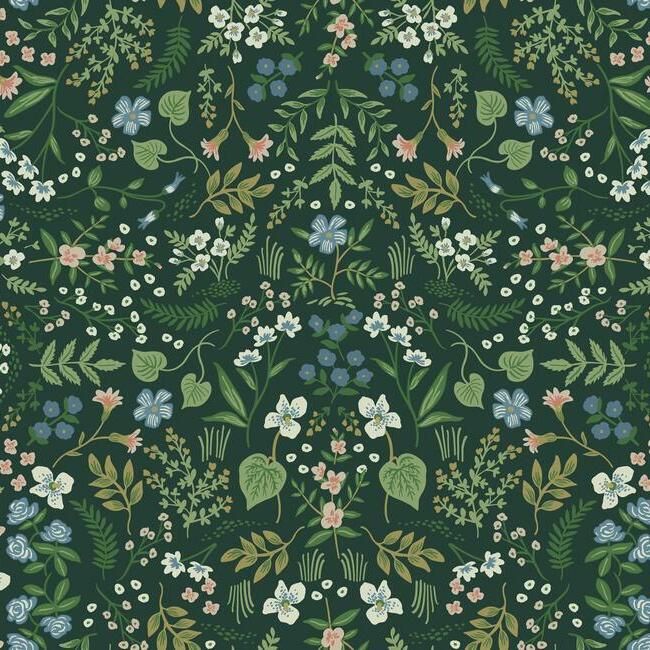 media image for Wildwood Wallpaper in Hunter Green from the Rifle Paper Co. Collection by York Wallcoverings 260