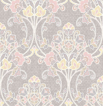 product image of sample willow pink nouveau floral wallpaper from the kismet collection by brewster home fashions 1 547