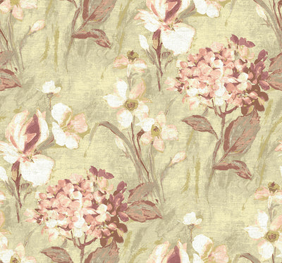product image of sample windblown florals wallpaper in coral rays from the nouveau collection by wallquest 1 55