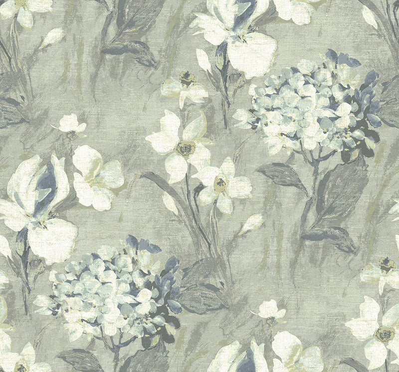 media image for Windblown Florals Wallpaper in Whisper from the Nouveau Collection by Wallquest 29