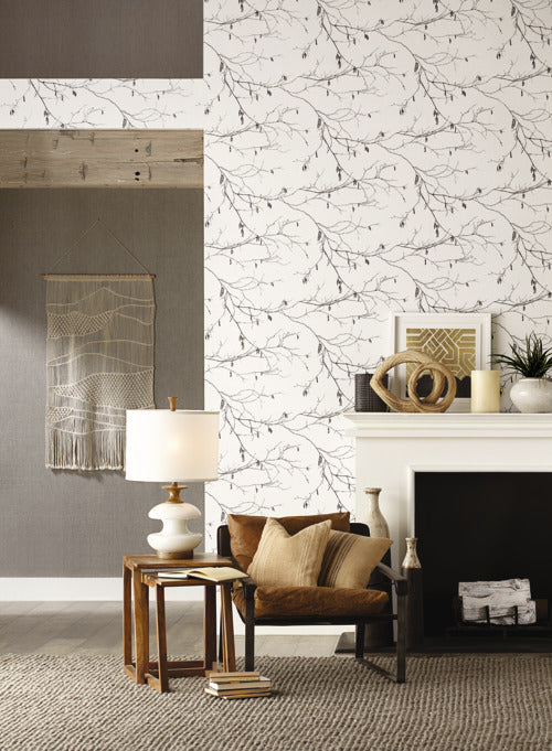 media image for Winter Branches Wallpaper in Ivory and Grey from the Norlander Collection by York Wallcoverings 284