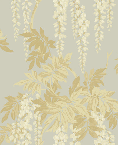 product image of Wisteria Wallpaper in Cream, Taupe, and Bronze from the Watercolor Florals Collection by Mayflower Wallpaper 570