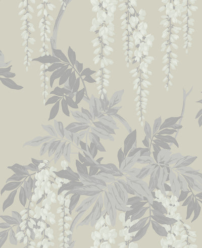 product image of Wisteria Wallpaper in Cream, Taupe, and Grey from the Watercolor Florals Collection by Mayflower Wallpaper 564
