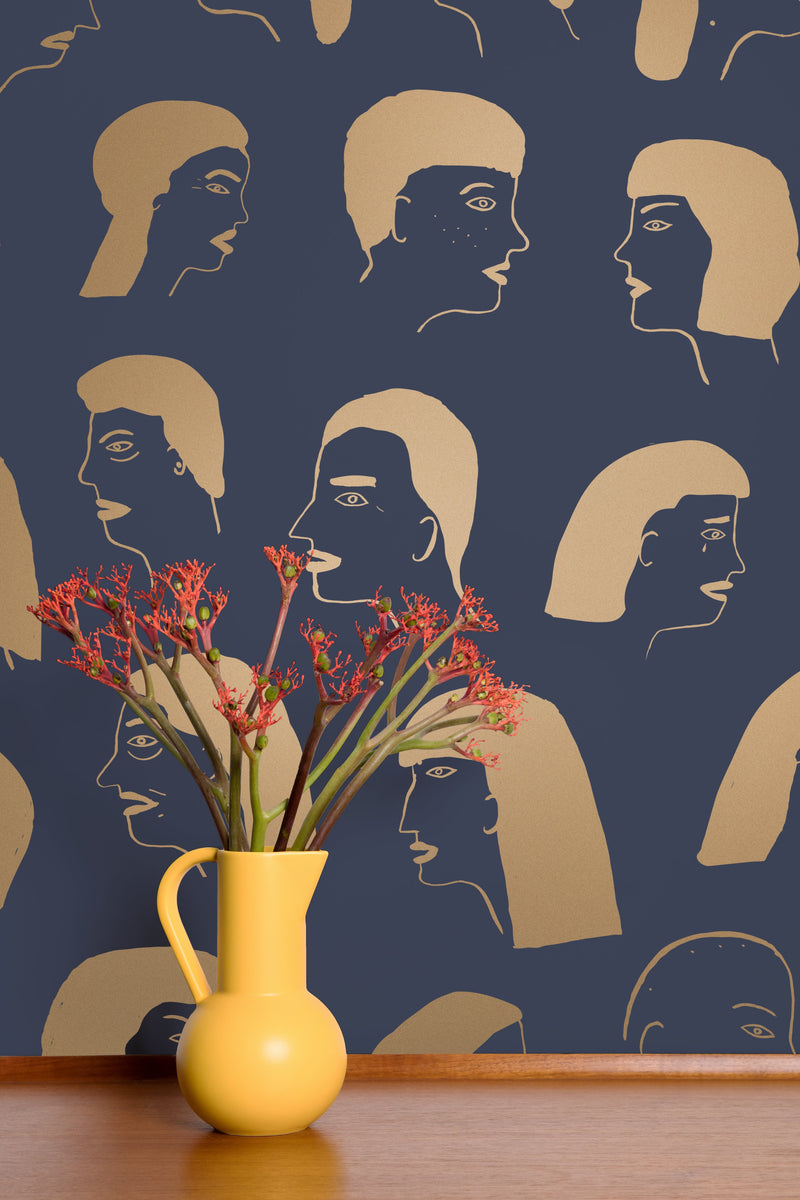 media image for Women Wallpaper in Gold and Charcoal by Thatcher Studio 250